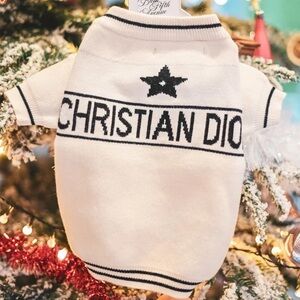 Dior White and Black Dog Sweater